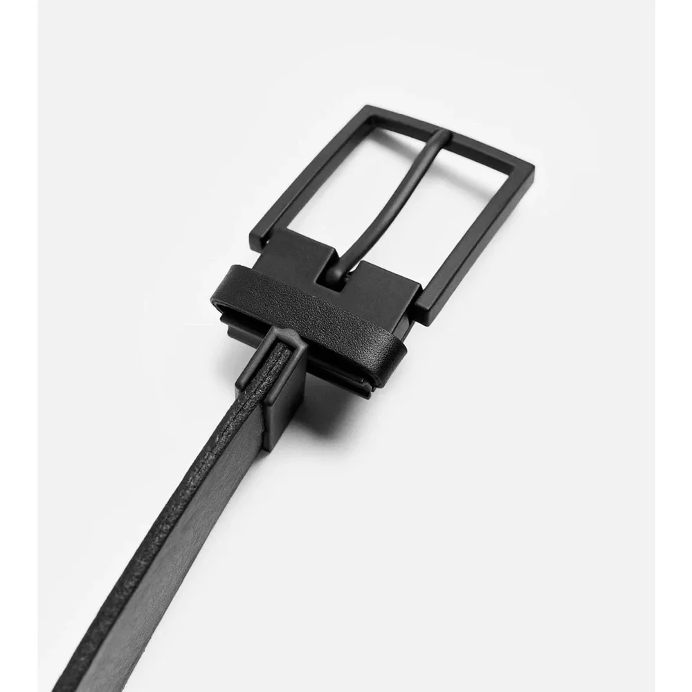 Zara Man NWT reversible leather belt black
